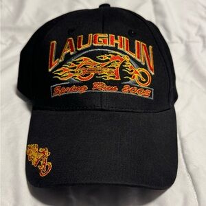 Laughlin Spring Run 2005 VTG Embroidered Baseball Cap Flames Motorcycle Dad Hat